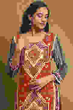 Red and Green Printed Straight Kurta image number 1