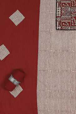 Rust Cotton Hand Block Print Unstitched Suit Set image number 1