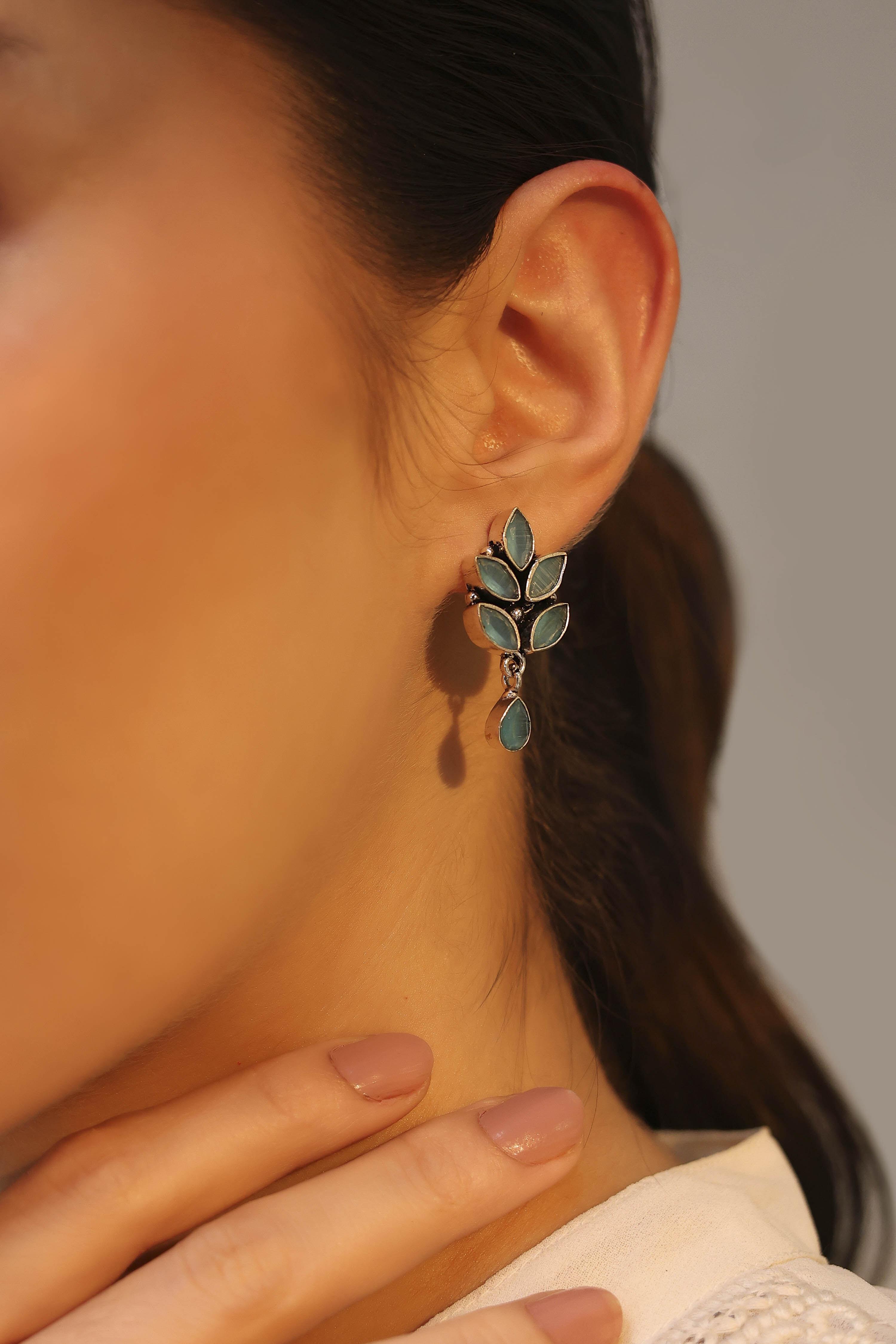 Light Blue Brass Nepali Drop & Danglers image number 1