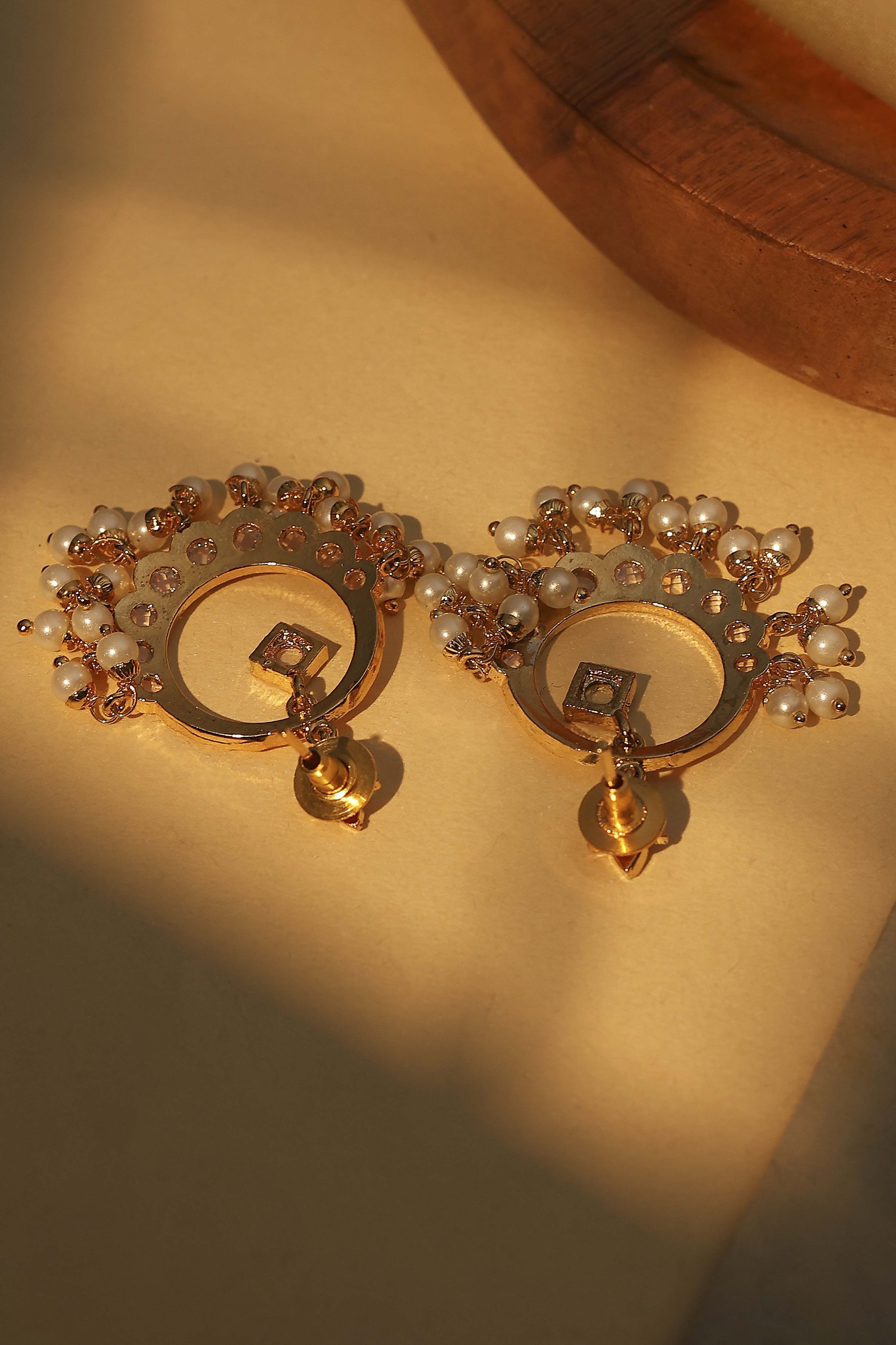 White Stone Embellished Earrings image number 2