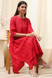 Red Shantoon Asymmetric Suit Set