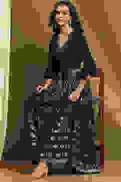 Black Shantoon Block Printed Festive Skirt image number 0