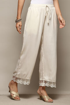 Cream Rayon Regular Solid Palazzo image number 1