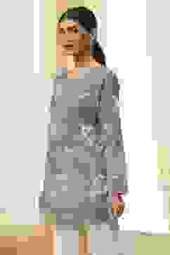 Blue Floral Printed Short Straight Kurta image number 2