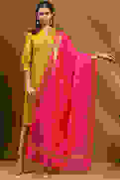 Pink Yarn-Dyed Festive Dupatta image number 4