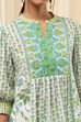 Green and White Pleated Short Kurta image number 1
