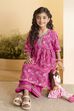 Pink Cotton Floral Printed Flared Kurta Set