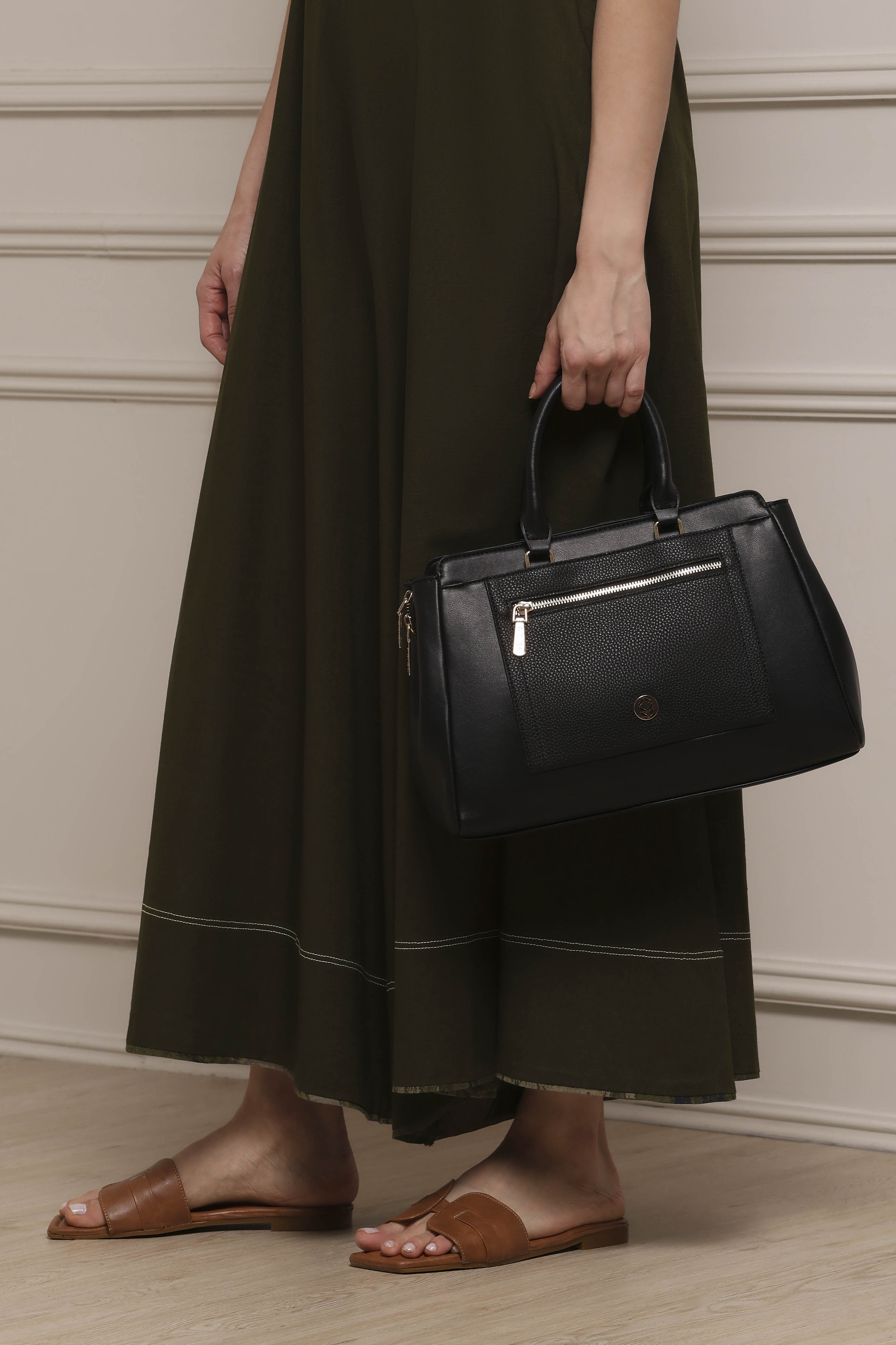 Black PU Satchel image number 7