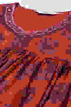 Terracotta Viscose Gathered Kurta Palazzo Suit Set image number 1