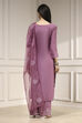 Purple Chanderi Blend Machine Embroidered Unstitched Suit Set image number 5