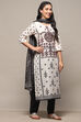 Off White Cotton Unstitched Suit set image number 7