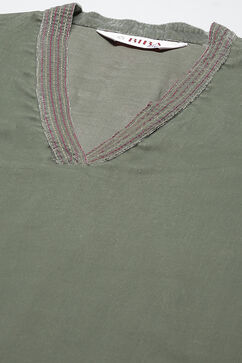 Jade Green Art Silk Straight Kurta Palazzo Suit Set image number 5