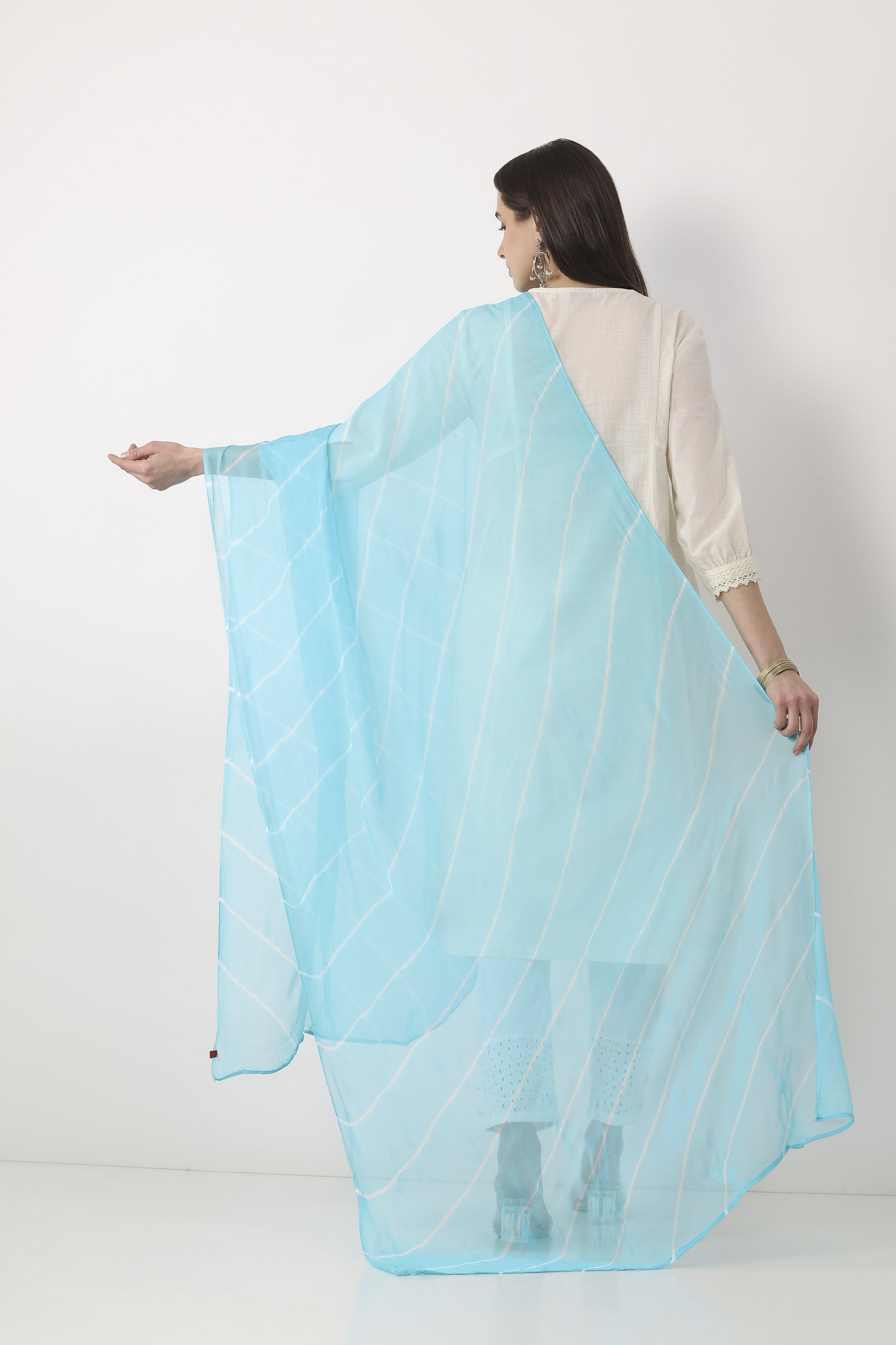 Blue Chiffon Dupatta image number 1