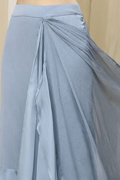 Ice Blue Nylon Saree image number 2