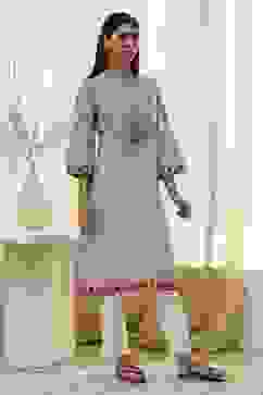 Green Cotton Floral Straight Kurta image number 4