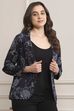 Navy Rayon Straight Printed Jacket image number 0
