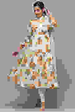 Off White Cotton Anarkali Suit Set image number 0