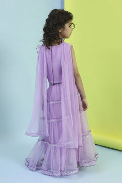 Lilac Net Lehenga Set image number 4
