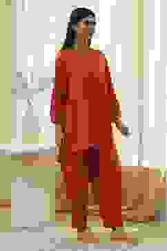 Burnt Orange Straight Solid Co-ord Set image number 5