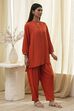 Burnt Orange Straight Solid Co-ord Set image number 5