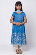 Blue Poly Cotton Front Open Straight Kurta Palazzo Suit Set image number 2