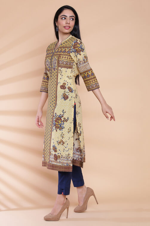 Green Cotton Straight Printed Kurta image number 2