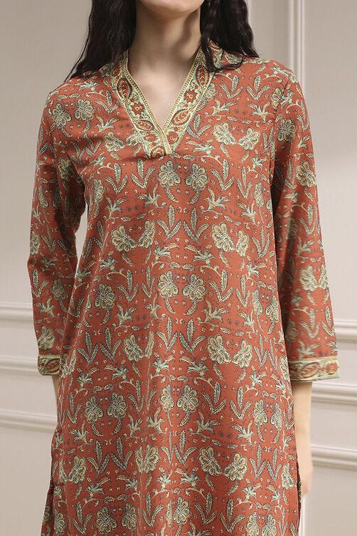 Blue Printed Straight Suit Set image number 1