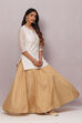 Off White Straight Art Silk Short Printed Kurti image number 4