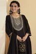 Black Viscose Rayon Solid Suit Set image number 1