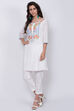 Blue Cotton Straight Short Kurta image number 2