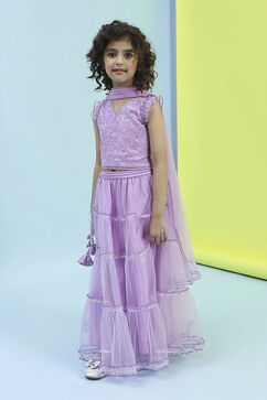 Lilac Net Lehenga Set image number 3