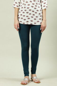 Deep Teal Cotton Lycra Churidar image number 2