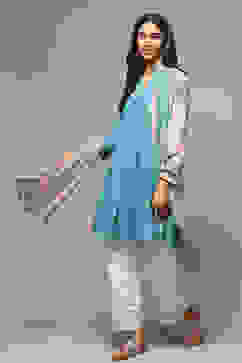 Turquoise Rayon Straight Kurta Salwar Suit Set image number 0