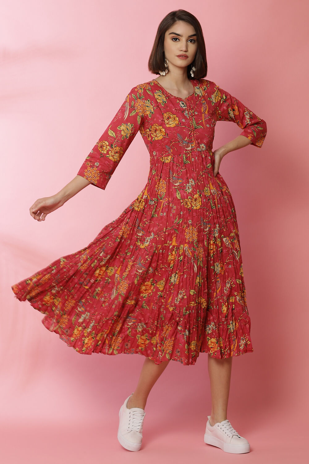 Pink Cotton Fusion Dress image number 0