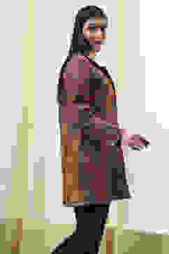 Burnt Orange Rayon Straight Printed Jacket image number 4