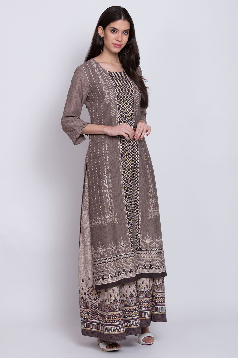 Sand Brown Straight Kurta image number 3
