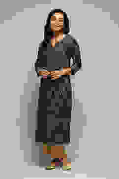 Black LIVA Straight Printed Kurta image number 5