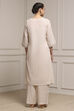 Beige Polyester Blend Straight Dyed Suit Set image number 4