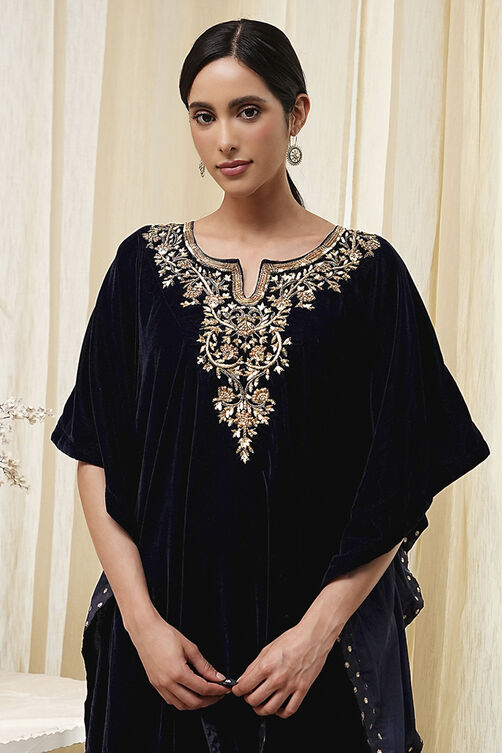 Blue Art Silk A-Line Kurta Palazzo Suit Set image number 1