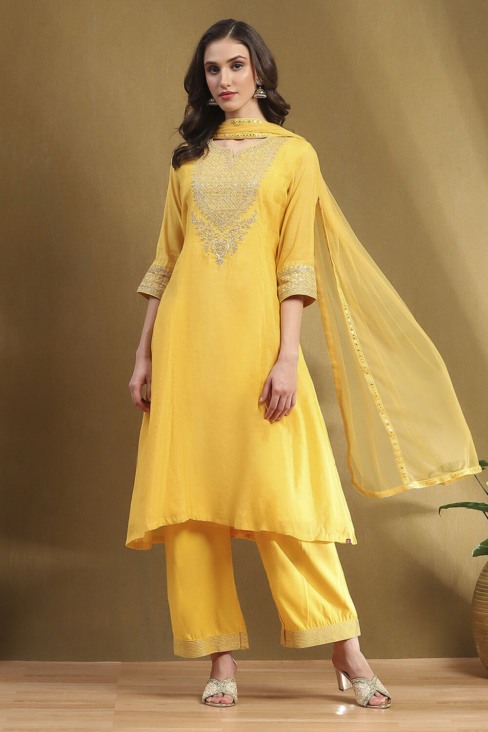 Turquoise Embroidered Festive Kalidar Suit Set image number 0