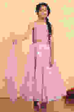 Pink Viscose Printed Flared Lehenga Set image number 6