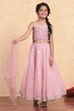 Pink Viscose Printed Flared Lehenga Set image number 6