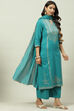 Mustard Printed Cotton Straight Kurta Palazzo Suit Set image number 6