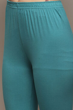 Sea Green Polyester Anarkali Kurta Churidar Suit Set image number 2