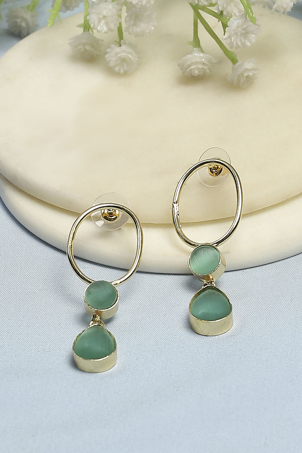 biba Mint Green Brass DanglersMint Green Brass Danglers-picture-270