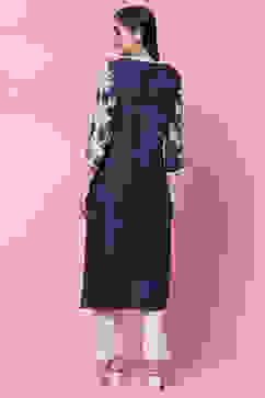 Indigo LIVA Straight Kurta image number 4