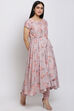 Dusky Rose Poly Metallic Anarkali Kurta Churidar Suit Set image number 2