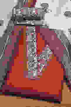 Maroon Cotton Modal Digital Print Unstitched Suit Set image number 0