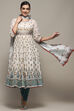 Yellow Voile Anarkali Kurta Churidar Suit Set image number 0