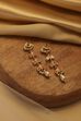 Green Gold Plated Brass Drop Studded Earrings image number 2